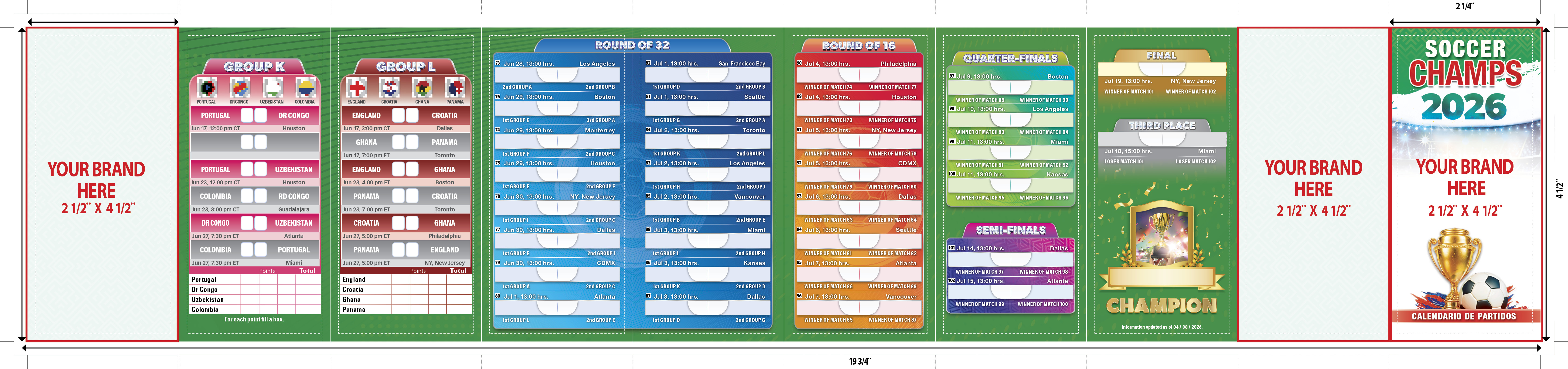 Soccer 2026 Tournament Calendar Front